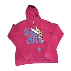 Girls Sweatshirt Hoodie Disney Tinkerbell Pink Im Cute Hooded Fleece Size L